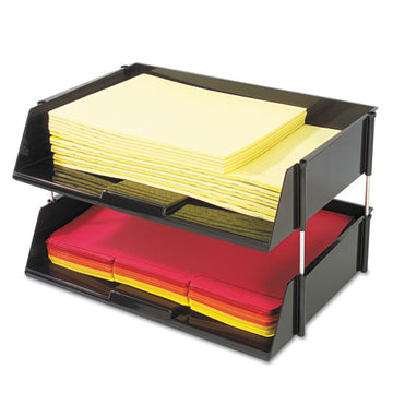 deflecto® Industrial Tray Side-load Stacking Tray Set, 2 Sections, Letter To Legal Size Files, 16.38" X 11.13" X 3.5", Black, 2-pack freeshipping - TVN Wholesale